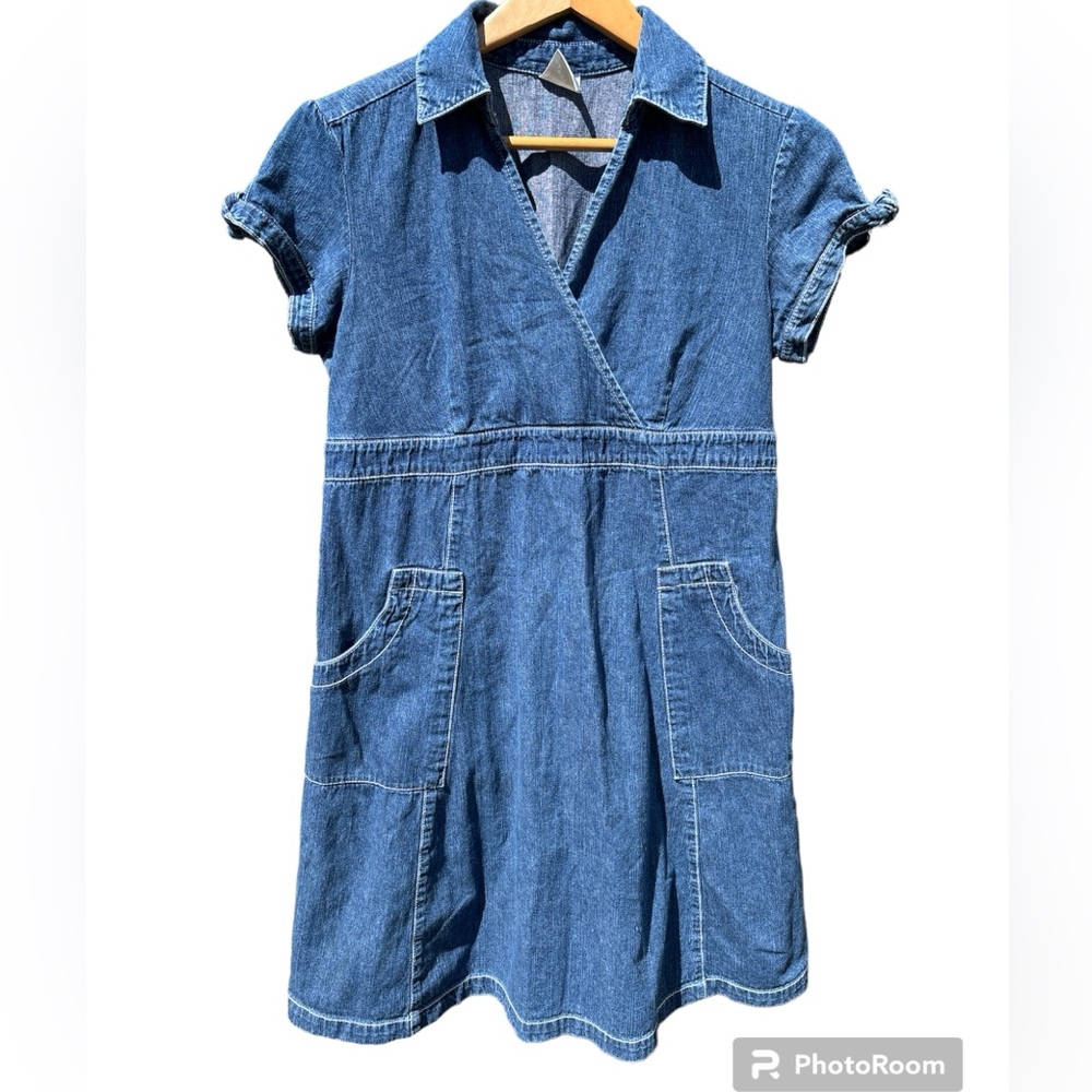 MOTHERHOOD MATERNITY Denim Short Sleeve Midi Dress 100% Cotton - Size Medium